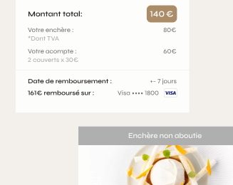 Écran de l'app : paiement et réservation
